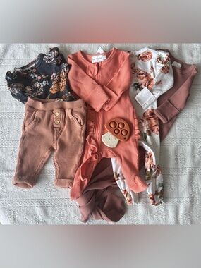 Baby Girl Bundle 0–3M | Coral Neutrals + Ruffle Set 🤍